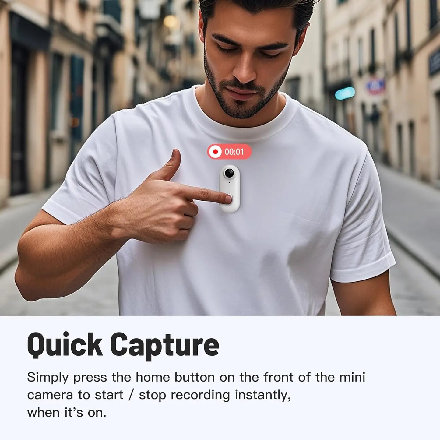 Thumb-Size WiFi Mini Camera Action Cam with 32GB White